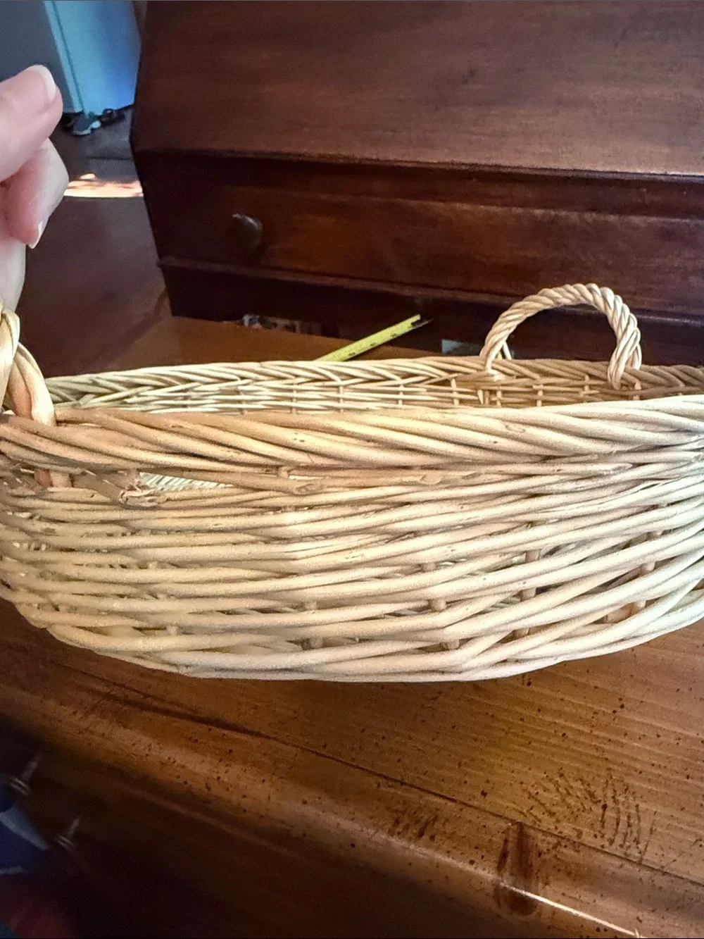 Natural Wicker Serving Basket with Handles - Cream